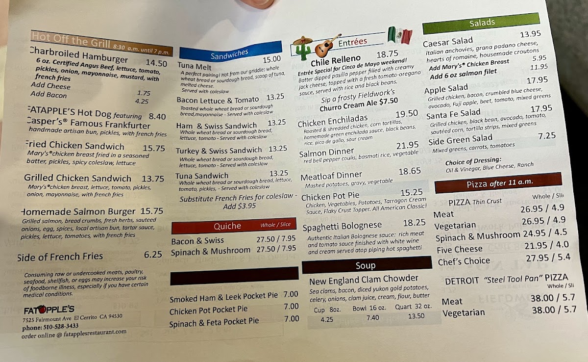 Menu - Fatapple's Restaurant & Bakery | El Cerrito photo 1
