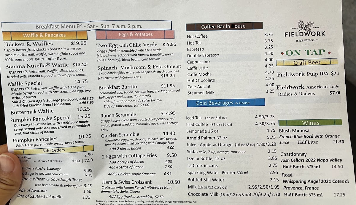 Menu - Fatapple's Restaurant & Bakery | El Cerrito photo 2