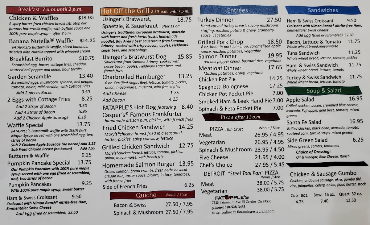 Menu - Fatapple's Restaurant & Bakery | El Cerrito photo 3