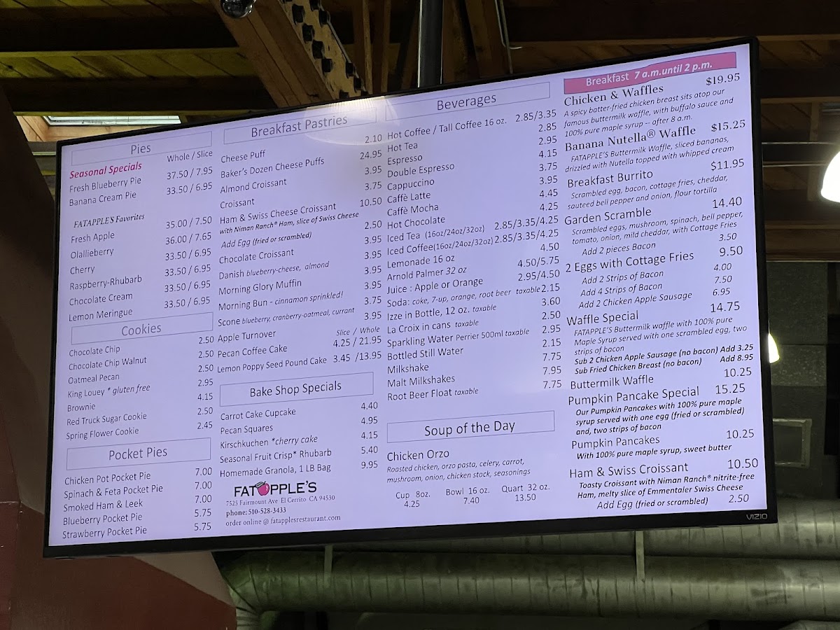 Menu - Fatapple's Restaurant & Bakery | El Cerrito photo 5